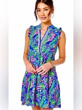 Lilly Pulitzer Briela Lileeze Dress How You Like Me Prowl Borealis Blue XS
